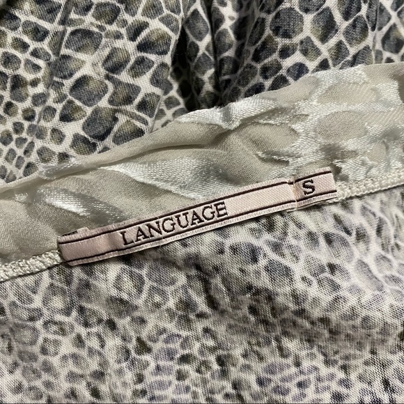Language Gray Snake Animal Print Deep V Neck Top - Picture 4 of 4